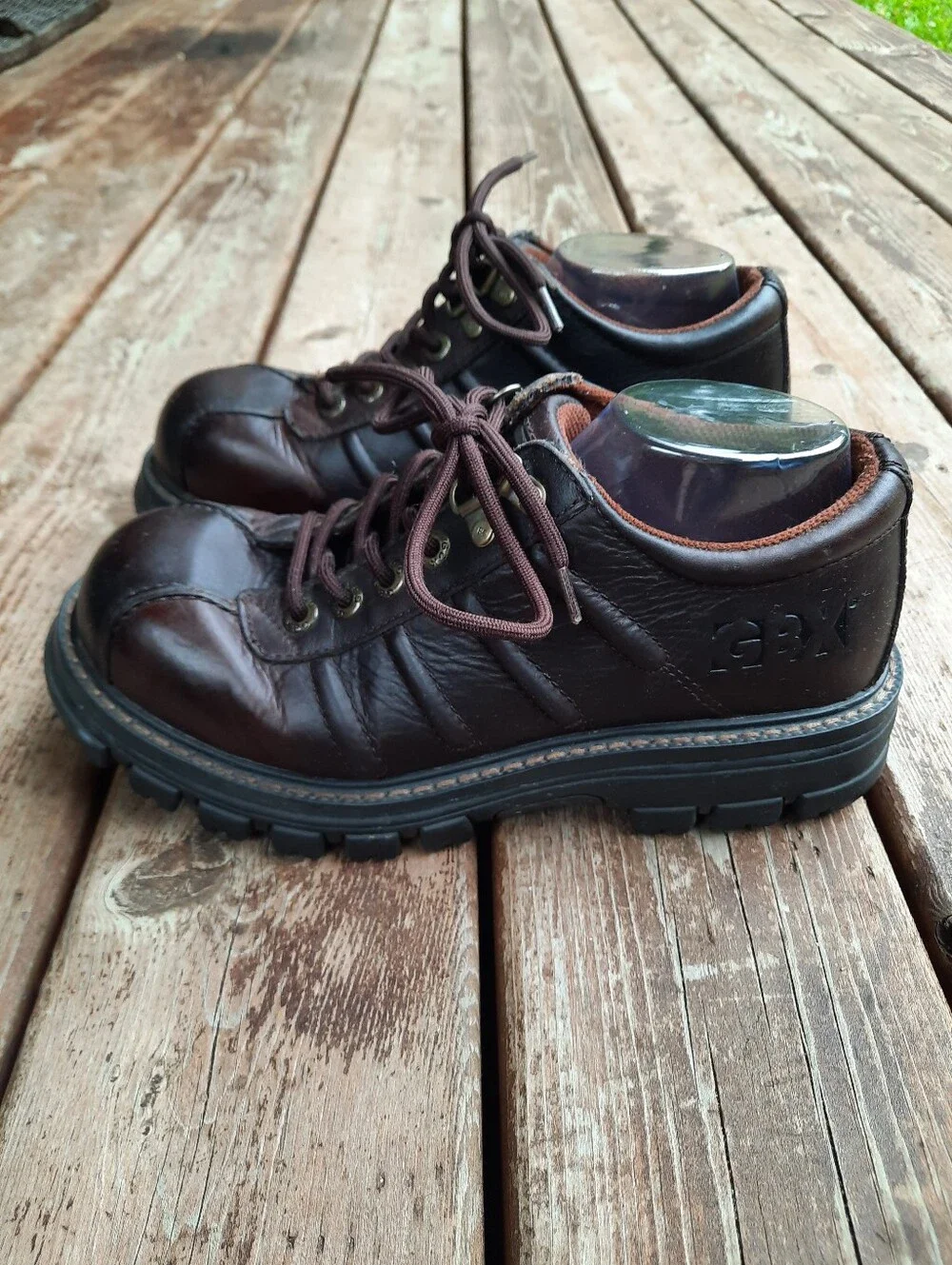 Vintage 90s/Y2K GBX Cruiser Brown Leather Steel Toe Lace-up Lug Oxford Size 10